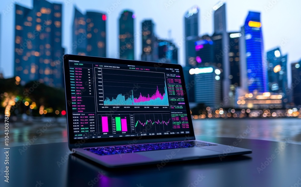 The backdrop of a modern city is overlaid with digital indicators and declining graphs, illustrating a stock market crash in a double exposure concept. The backdrop of a modern city is overlaid with digital indicators and declining graphs, illustrating a stock market crash in a double exposure concept.