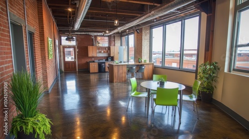 Modern Open Concept Kitchen and Dining Area in Urban Loft Style