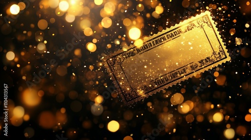 Shimmering Golden Ticket with Sparkling Lights