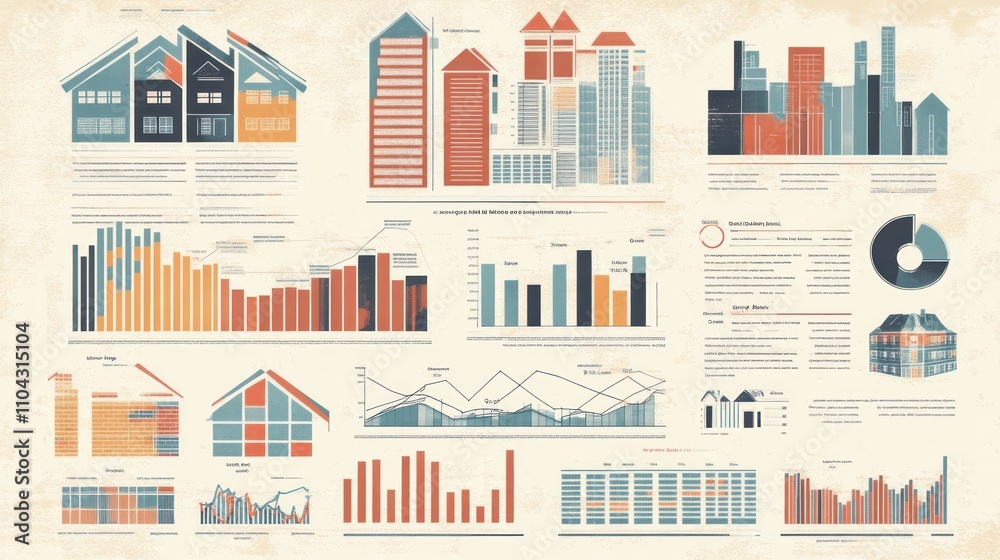 Fototapeta premium Real Estate Market Infographic: A Visual Overview of Housing Trends and Statistics