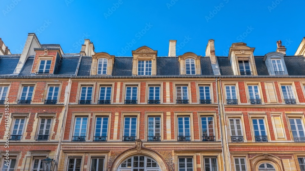 Elegant Historic Architecture with Blue Sky in Urban Setting Elegant Historic Architecture with Blue Sky in Urban Setting