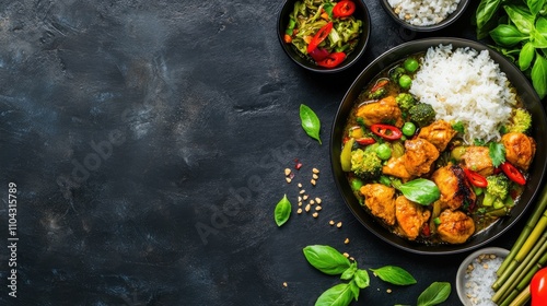 Delicious Chicken Stir-Fry with Rice and Fresh Vegetables