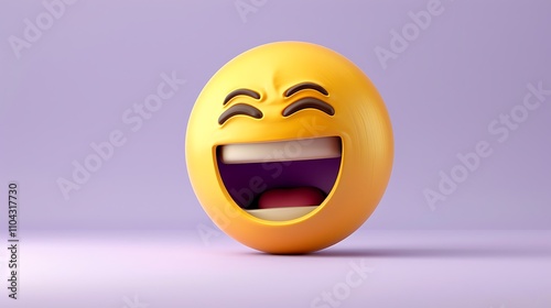 A crying-laughing emoji on a lavender background