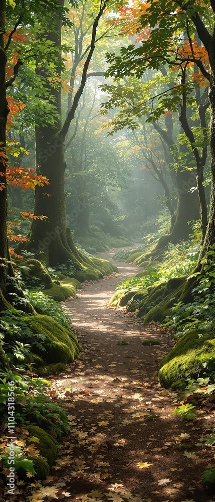 realistic representation of animal tracks including deer rabbit and squirrel in a natural landscape, wildlife, natural elements, tree roots, leaf litter.