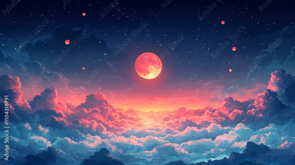 A Dreamlike Celestial Sunset Over a Sea of Clouds A Dreamlike Celestial Sunset Over a Sea of Clouds