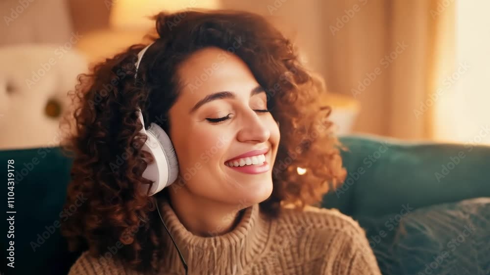 Young woman enjoying music in headphones Young woman enjoying music in headphones