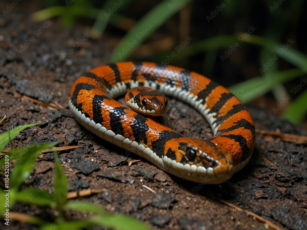 Fototapeta premium Borneo Viper snake (Tropidolaemus subannulatus) in the wild.