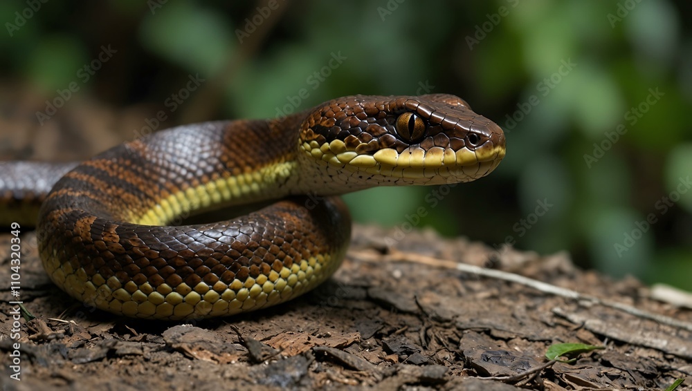 Borneo viper snake in wildlife. Borneo viper snake in wildlife.