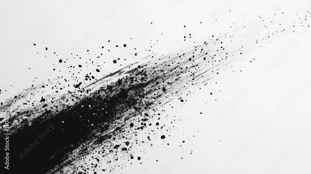 Obraz premium A black splatter ink background offers a striking and dynamic contrast and visual experience. Abstract black watercolor paint splash background. black splash isolated on white