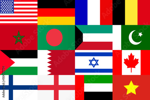 national flag of different countries. World wide concept flag poster 