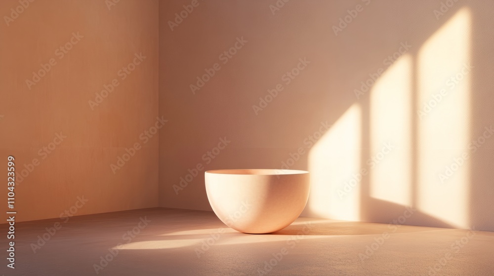 A soft peach pedestal illuminated by soft light A soft peach pedestal illuminated by soft light