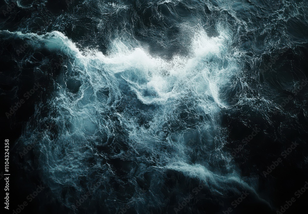 Dark and Turbulent Ocean Waves Captured from Above Showcasing the Power and Beauty of Nature's Unpredictable Currents with Foam and Swirling Patterns Dark and Turbulent Ocean Waves Captured from Above Showcasing the Power and Beauty of Nature's Unpredictable Currents with Foam and Swirling Patterns