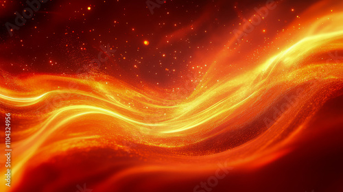 Wallpaper Mural Fiery cosmic waves and glowing light particles in space Torontodigital.ca