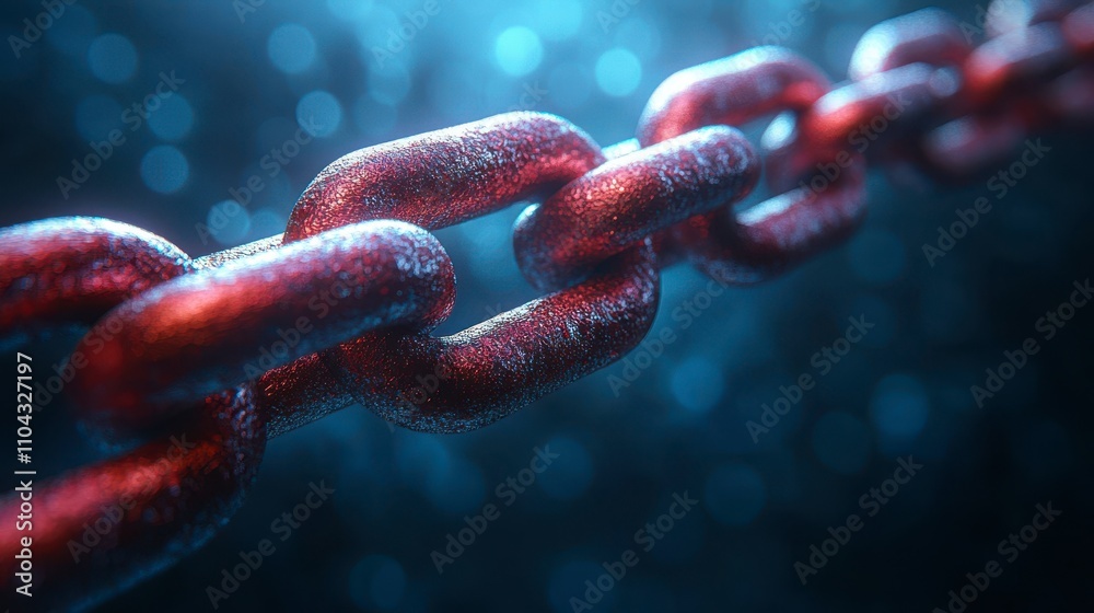 Intricate Red Metal Chain Link Design: A Detailed Industrial Art Piece Intricate Red Metal Chain Link Design: A Detailed Industrial Art Piece