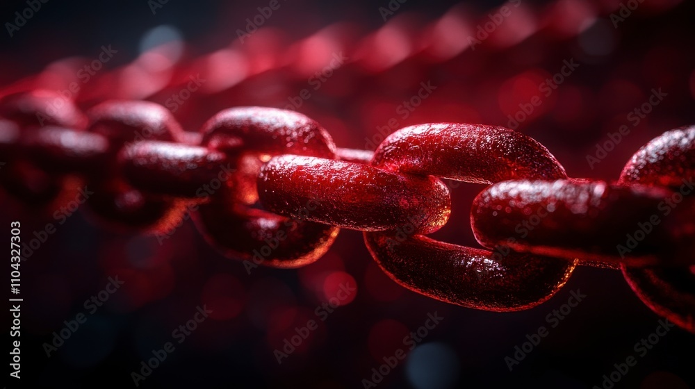 Intricate Red Chain Links: A Detailed 3D Render of a Modern Chain Design Intricate Red Chain Links: A Detailed 3D Render of a Modern Chain Design
