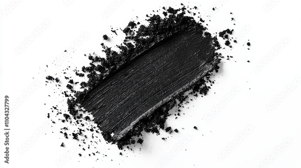 a close up shot of a black eyeshadow on a white background, with a few black powder particles scattered around it The eyeshadows have a matte finish, giving them a a close up shot of a black eyeshadow on a white background, with a few black powder particles scattered around it The eyeshadows have a matte finish, giving them a