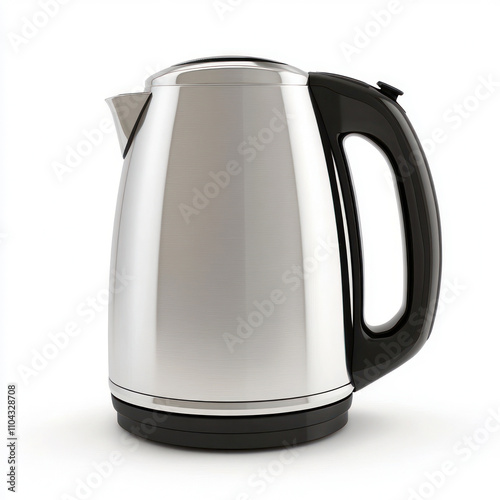 Sleek stainless steel kettle for quick boiling and modern kitchens. isolated on white background.