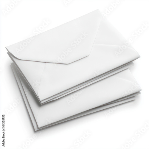 Stack of pristine white envelopes for business correspondence. isolated on white background.