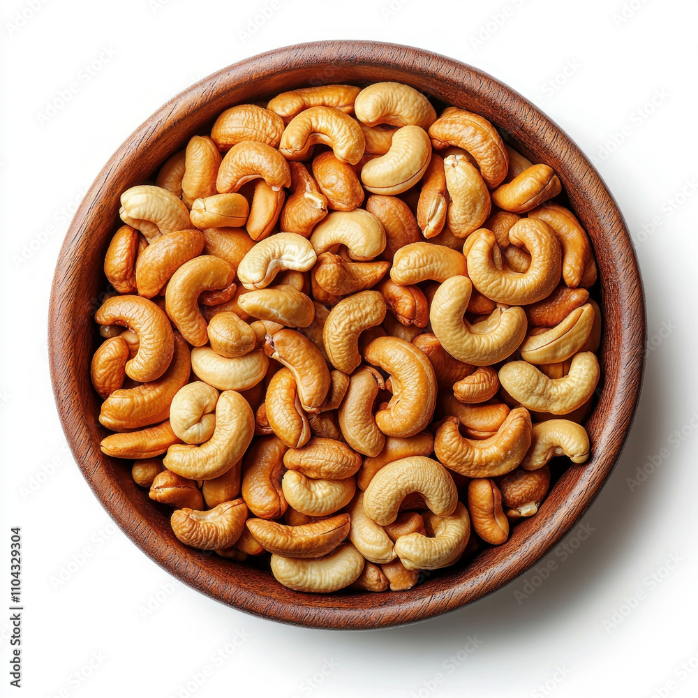 A bowl filled with delicious roasted cashew nuts. isolated on white background. A bowl filled with delicious roasted cashew nuts. isolated on white background.