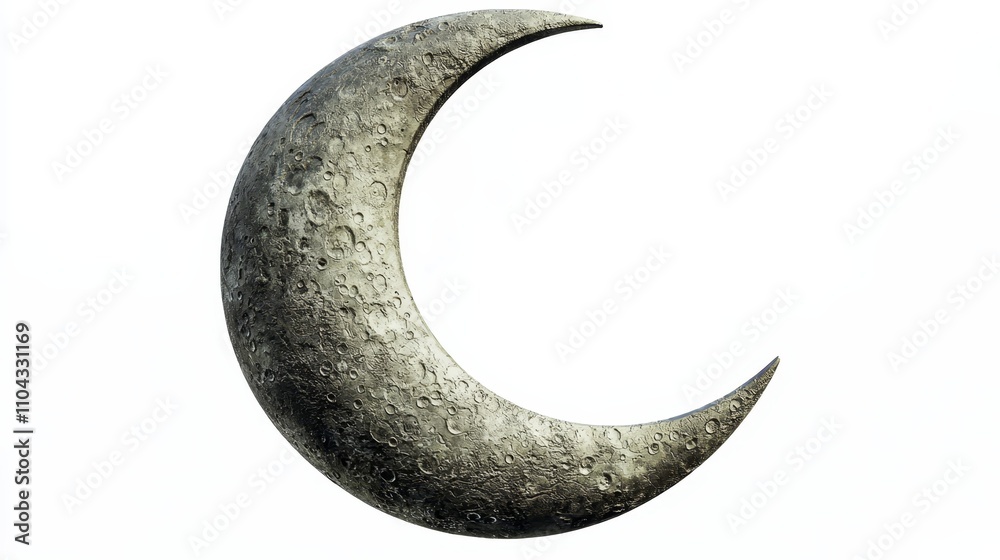 a crescent moon with water droplets on it against a white background a crescent moon with water droplets on it against a white background