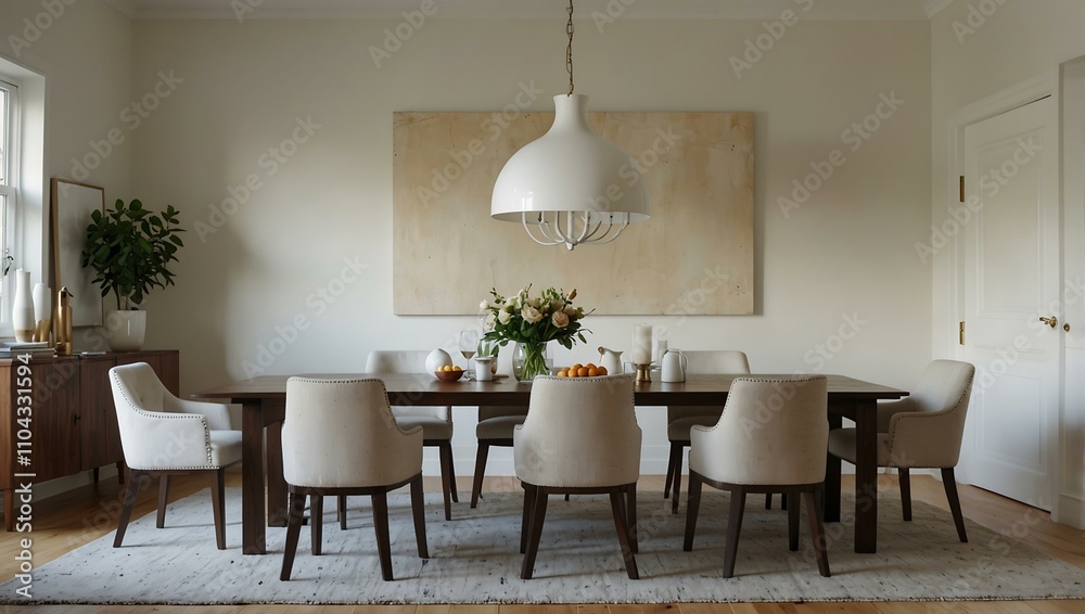 Bright dining room with a blank canvas on the wall. Bright dining room with a blank canvas on the wall.