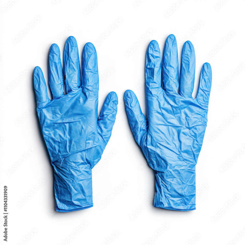 Blue disposable gloves for hygiene and protection in various tasks. isolated on white background. Blue disposable gloves for hygiene and protection in various tasks. isolated on white background.