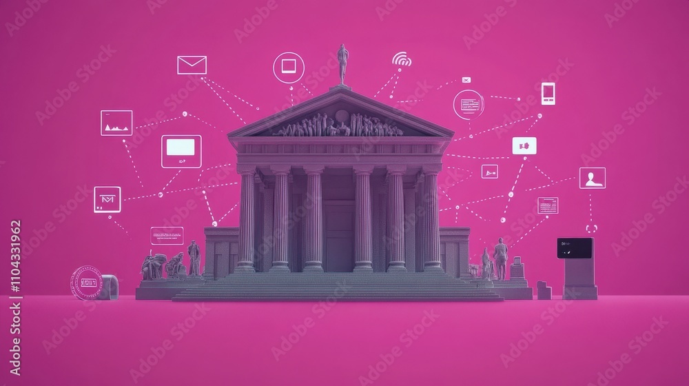 Digital Architectural Marvel: A Stunning Representation of Classical Architecture, Interconnected with Modern Technology Digital Architectural Marvel: A Stunning Representation of Classical Architecture, Interconnected with Modern Technology