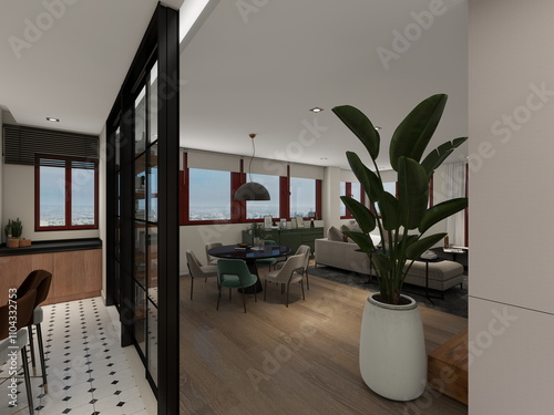 casa moderna de diseño con grandes ventanales 