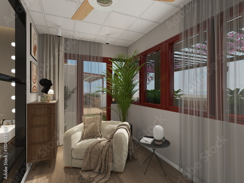 casa moderna de diseño con grandes ventanales 