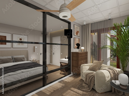 casa moderna de diseño con grandes ventanales 