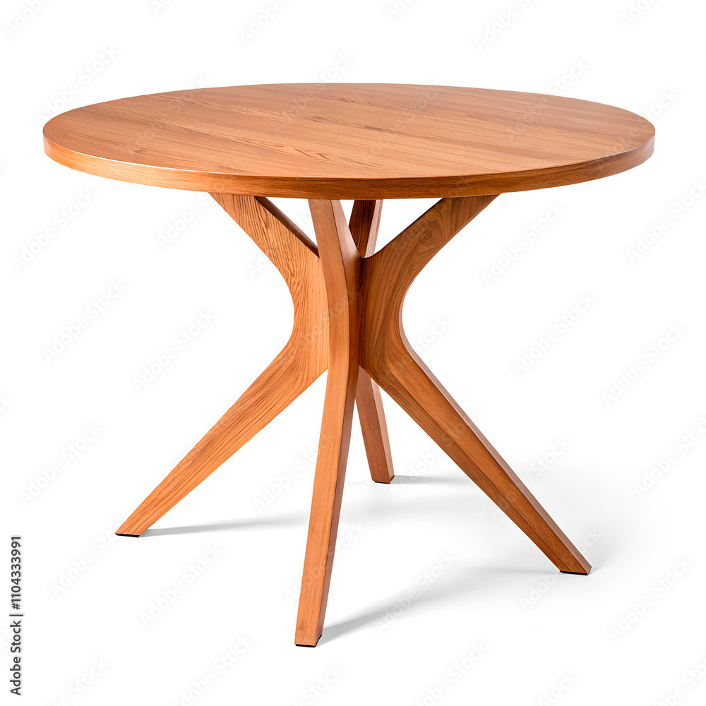 a modern round minimalist table made of natural solid wood with a beautiful grain finished with beeswax with a Scandinavian design, isolated with a transparent background and shadow a modern round minimalist table made of natural solid wood with a beautiful grain finished with beeswax with a Scandinavian design, isolated with a transparent background and shadow