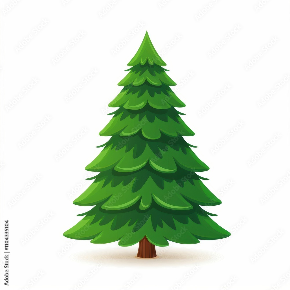 A vibrant and stylized green pine tree illustration featuring layered foliage. A vibrant and stylized green pine tree illustration featuring layered foliage.