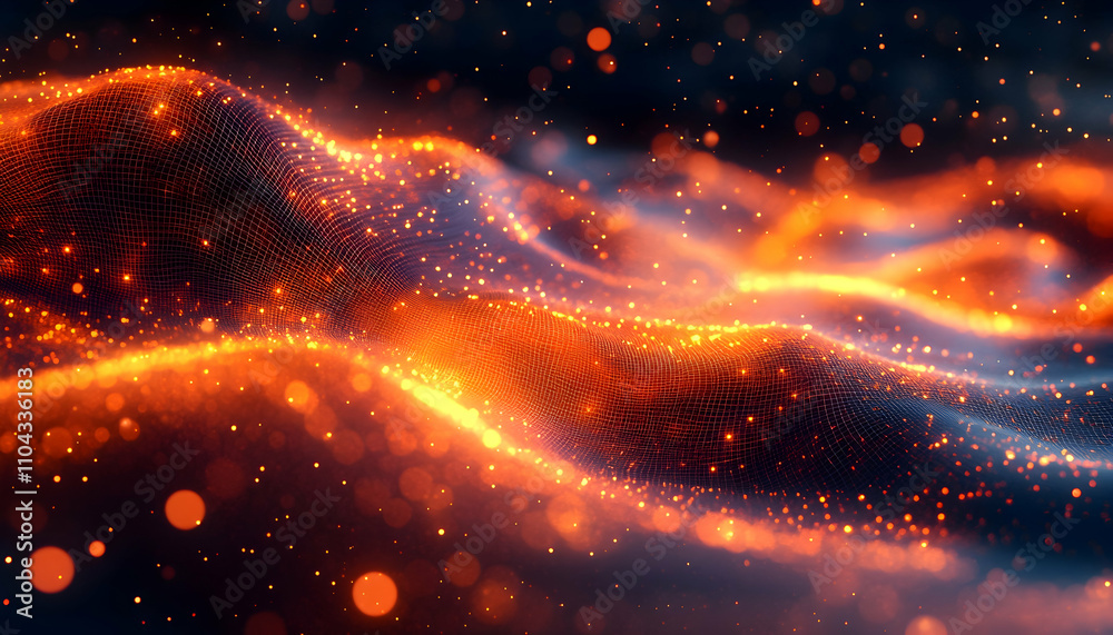 Abstract glowing particles wave. Abstract glowing particles wave.