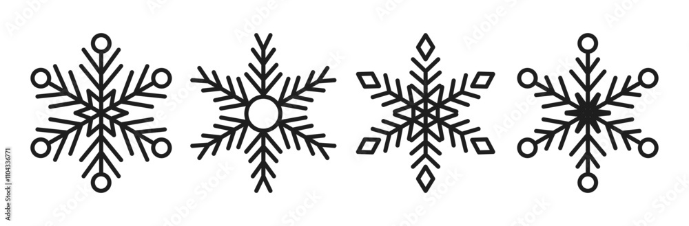 Geometric snowflake icons set. Winter symbols of snow and cold. Geometric snowflake icons set. Winter symbols of snow and cold.