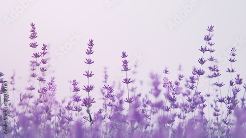  a field of lavender flowers with a white background, creating a beautiful and peaceful atmosphere The flowers are in full bloom, with their vibrant purple petals s photo