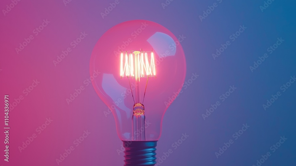 a pink light bulb on a purple and blue background The bulb is illuminated, giving off a bright light that stands out against the vibrant colors of the background a pink light bulb on a purple and blue background The bulb is illuminated, giving off a bright light that stands out against the vibrant colors of the background