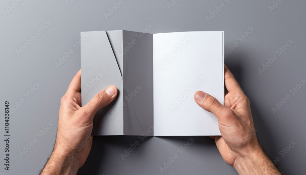 Empty Brochure Held by Hands Generative AI Empty Brochure Held by Hands Generative AI