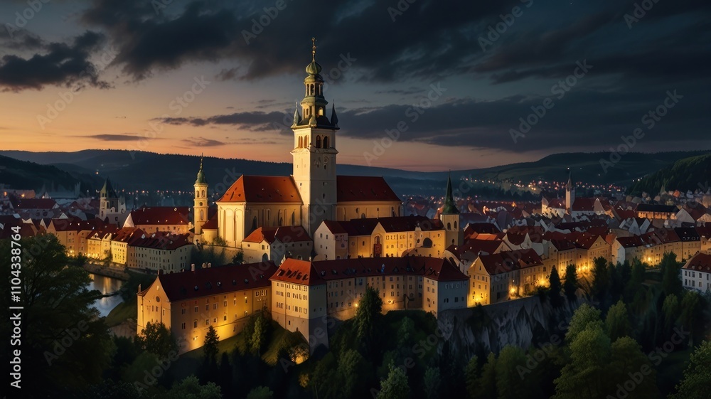 Naklejka premium Český Krumlov at Dusk