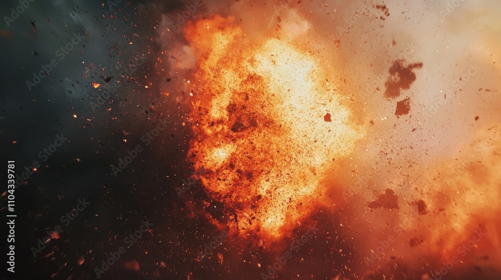 a large explosion of fire and smoke on a black background, creating a vivid and dynamic scene The fire is bright orange and yellow, and the smoke is billowing up i a large explosion of fire and smoke on a black background, creating a vivid and dynamic scene The fire is bright orange and yellow, and the smoke is billowing up i