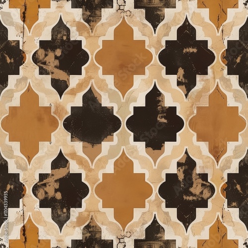 Bohemian Lattice Pattern in Earthy Hues