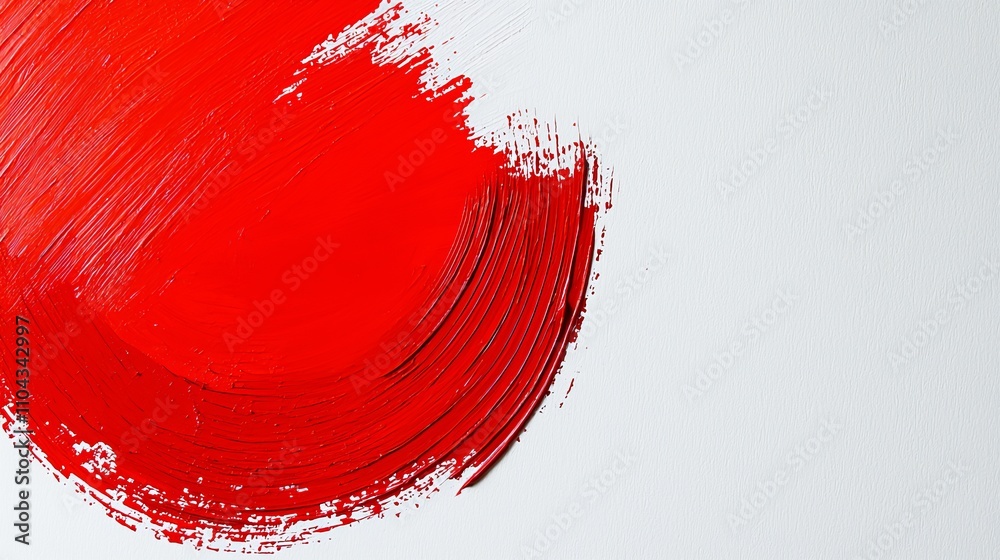 a red paint brush stroke on a white background, creating a vivid contrast between the two colors The red paint is in the center of the image, with the white backgr a red paint brush stroke on a white background, creating a vivid contrast between the two colors The red paint is in the center of the image, with the white backgr