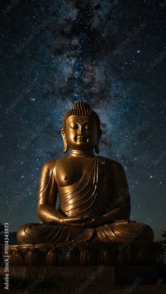 © claudunia - Buddha shrine glowing under galaxies and moonlight. © claudunia - Buddha shrine glowing under galaxies and moonlight.