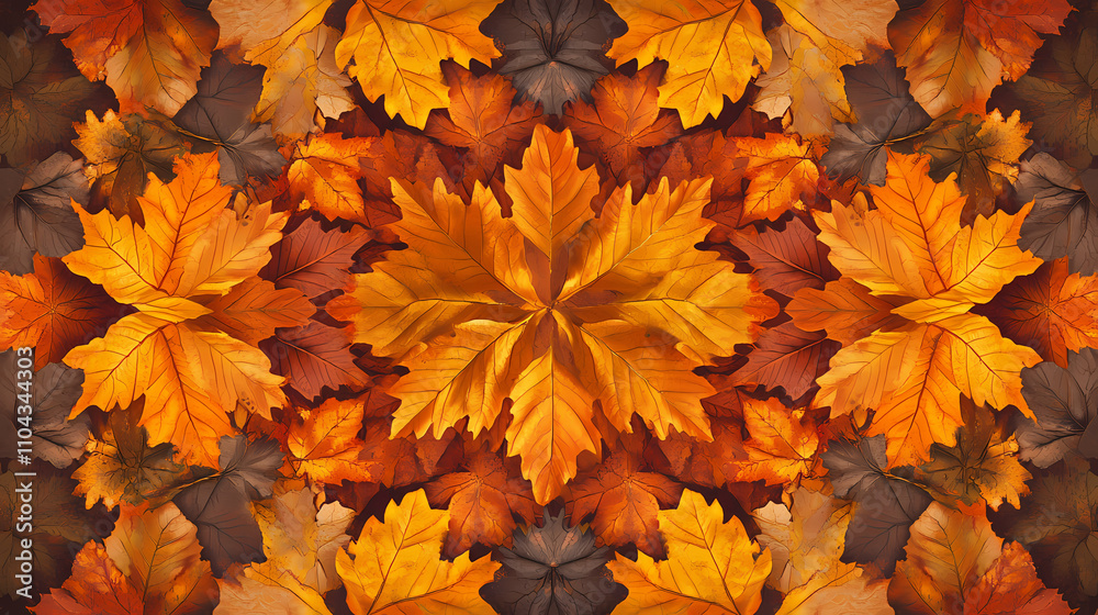 Vibrant autumn leaves in a kaleidoscopic pattern. Kaleidoscopic. Illustration Vibrant autumn leaves in a kaleidoscopic pattern. Kaleidoscopic. Illustration