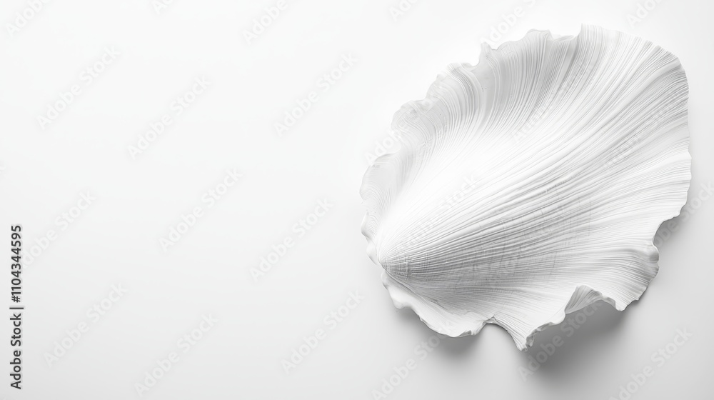 a white shell on a white background, creating a stark contrast between the two colors The shell is intricately detailed, with its ridges and curves creating a real a white shell on a white background, creating a stark contrast between the two colors The shell is intricately detailed, with its ridges and curves creating a real