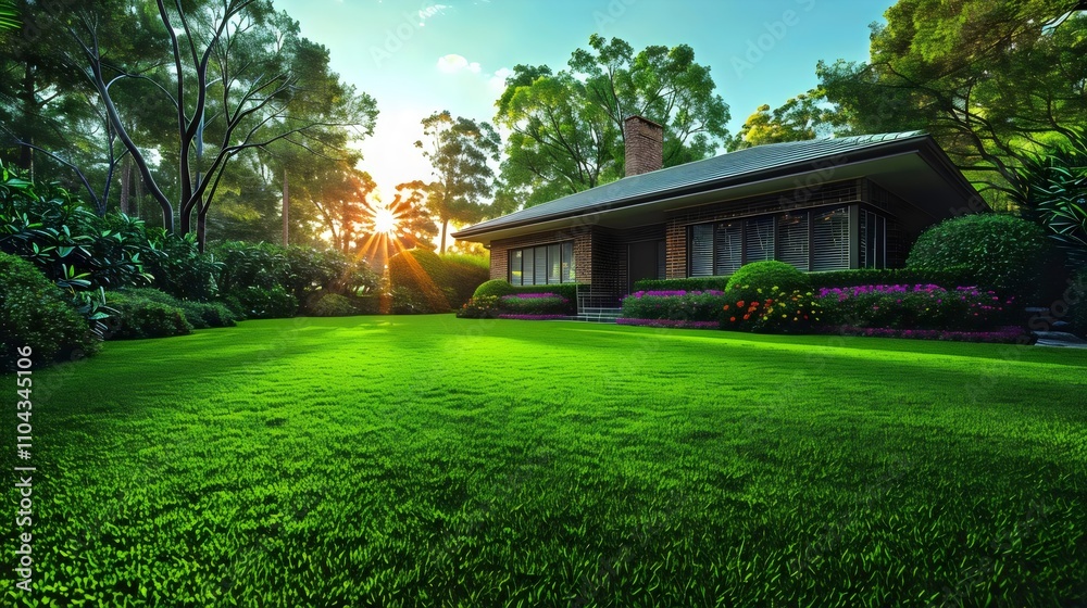 A house with a large yard and a tree in front of it A house with a large yard and a tree in front of it