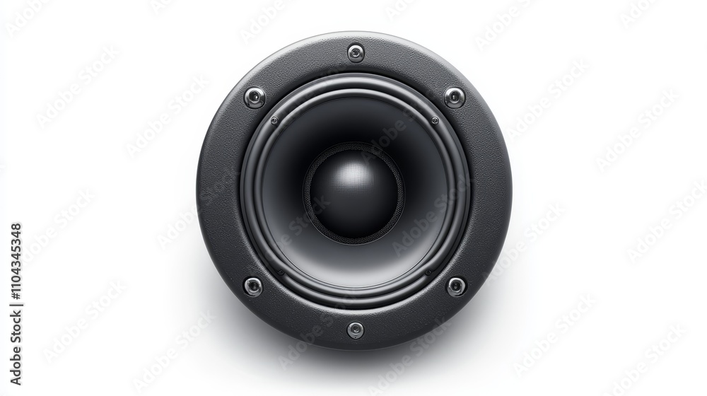 a close up of a black woofer on a white background a close up of a black woofer on a white background