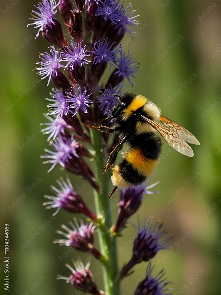 Bumblebee on a Blazing Star flower. Bumblebee on a Blazing Star flower.