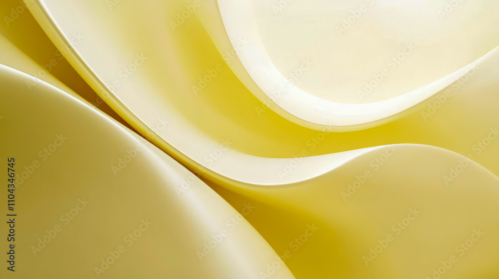 Fototapeta premium Smooth flowing yellow curves and abstract soft waves