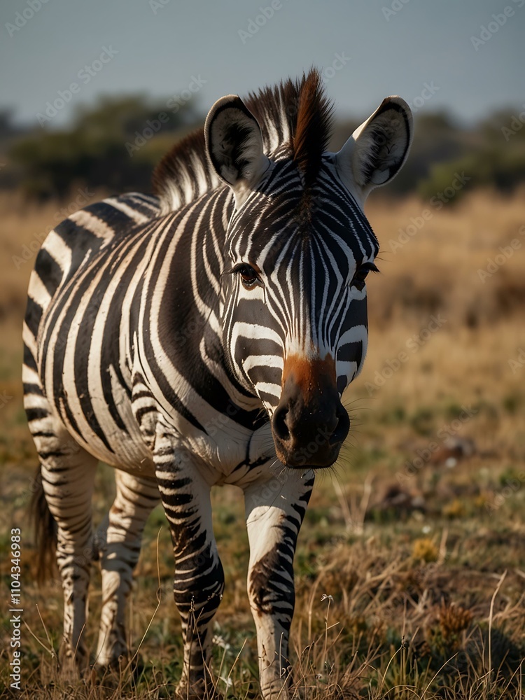 Naklejka premium Burchell’s zebra grazing in the wild.