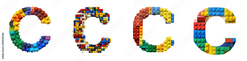 Obraz premium Alphabet C, made with colorful building blocks, Logo design, letter, isolated on a transparent background